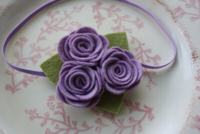 Felt Flower Headband - Large Rose Bouquet in Lilac Purple - Newborn Baby to Adult