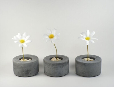 Mini Round Concrete Pot - set of 3