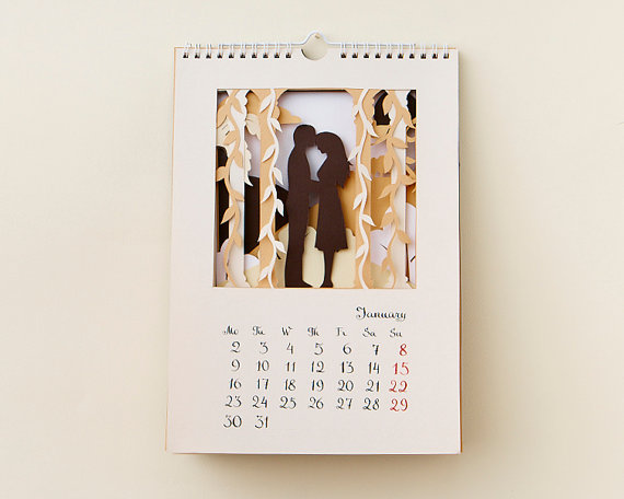 Christmas Gifts Ideas, Wall Calendar 2012. Papercut