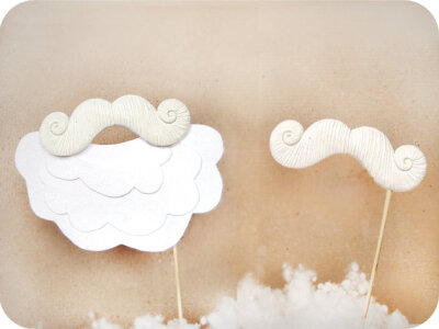 5 Christmas White Mustaches on a Sticks- Best Photobooth Props for Christmas, New Year Party