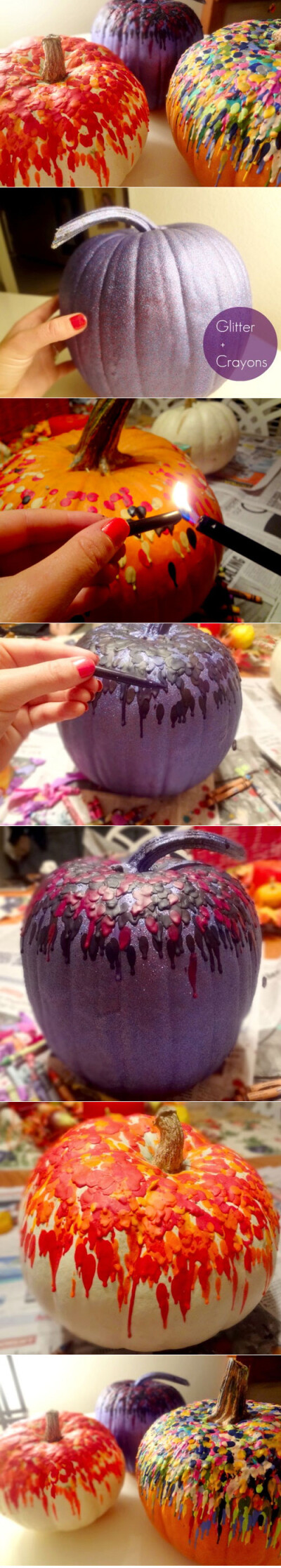 动手装扮万圣节！♥ diy crayon pumpkins♥