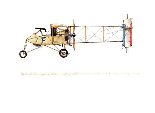 Voisin III vintage airplane watercolor print, 8"x10"