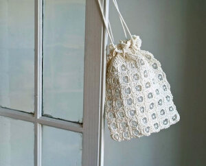 古董钩针拉绳袋