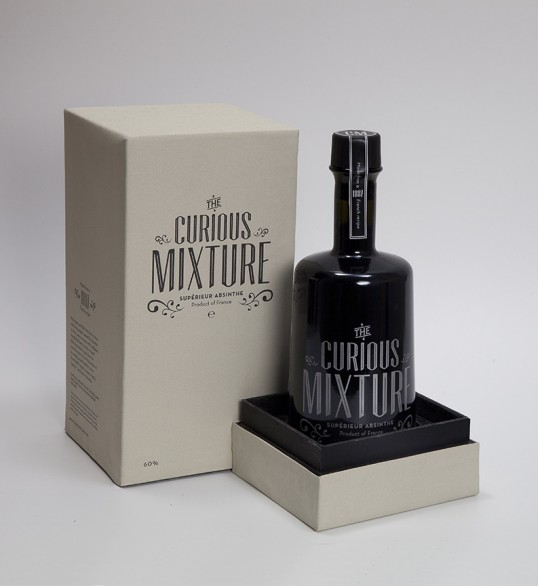 Designed by Stig Bratvold | Country: Norway“Curious Mixture is a supérieur French Absinthe Les Blanche. The name is inspired from the curious mixture of herbs that are put together to make this Absinthe. The black bottle gives it a mysterious character.”