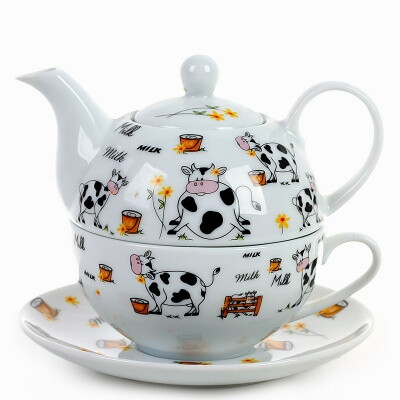 白瓷套盘茶壶