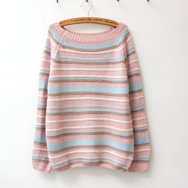 温暖感，彩条套头毛衣