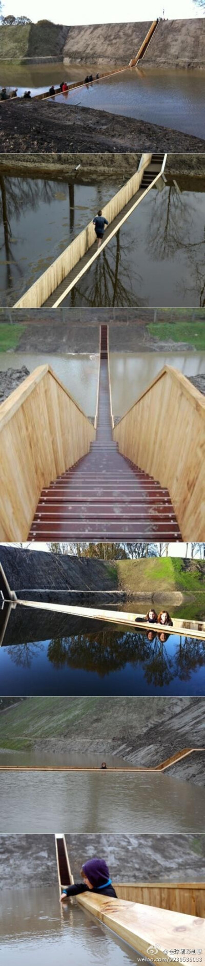 荷兰RO & AD 事务所设计的“跑渠桥”Sunken Pedestrian Bridge，获得了荷兰建筑师联盟“2011年年度建筑奖”。“如果修一座桥越过防御水系，显然不太合适，尤其是这座桥正好是从过去敌人入侵的方向引导游客去城堡的。…