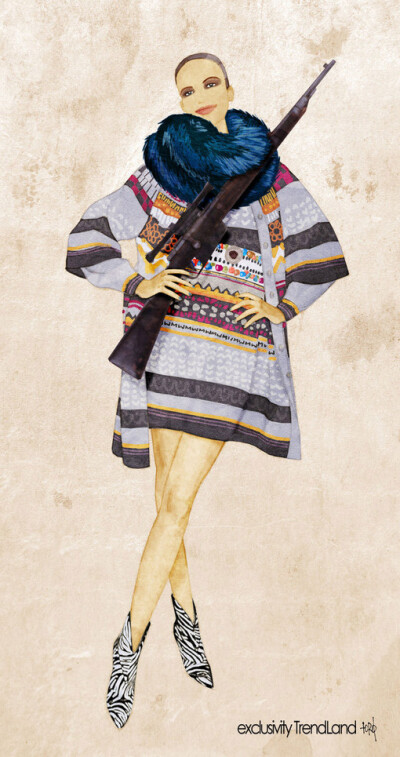 Trendy Girls with Guns by Robert Toth时尚插画。