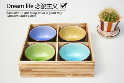 冰裂釉 四色陶瓷碗 http://liancilife.taobao.com/