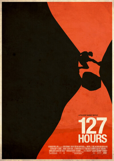 《127小时》（2010）。创意来自原版的商业海报，画面进行了抽象平面化处理。