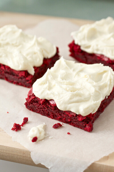 Red Velvet Brownies with White Chocolate Buttercream