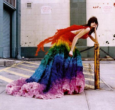 alexander mcqueen rainbow shipwreck dress from spring 2003 phby nylon magazine