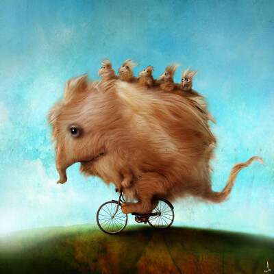 Alexander Jansson，瑞典插画师，以上这张名为《Monster Daddy’s New Bike》（怪物爸爸的新自行车）