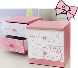 hello kitty正品 可爱木质粉色床头柜