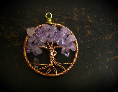 自己做的紫水晶树吊坠