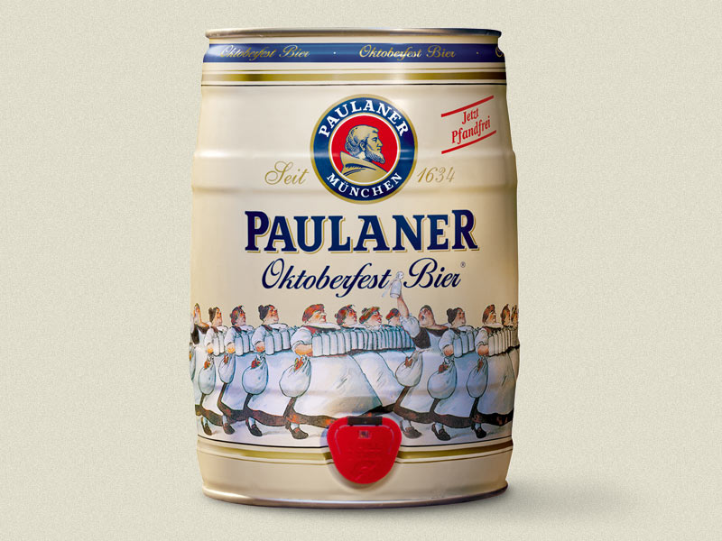 Paulaner Oktoberfest Bier? 啤酒节特酿: 这款宝莱纳出品的啤酒节特酿可以称得上名流。她口感香浓，与烤鸡和德式烤猪脚并列誉为美味佳肴。酒精含量6％，比一般淡啤稍浓，原麦汁浓度稍低，为13.5%?？谖锻ǔＮ⑻?，麦香更浓。。5升小桶称为“无押金5升聚会扎啤”，聚会直接享用小桶扎啤。因为小酒桶中随时取用的啤酒味道最好。