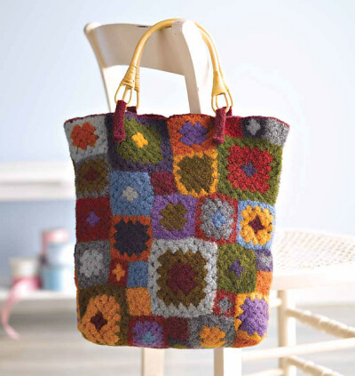 By MagsKandis-Granny Bag 毛线编织，很复古的休闲女包。