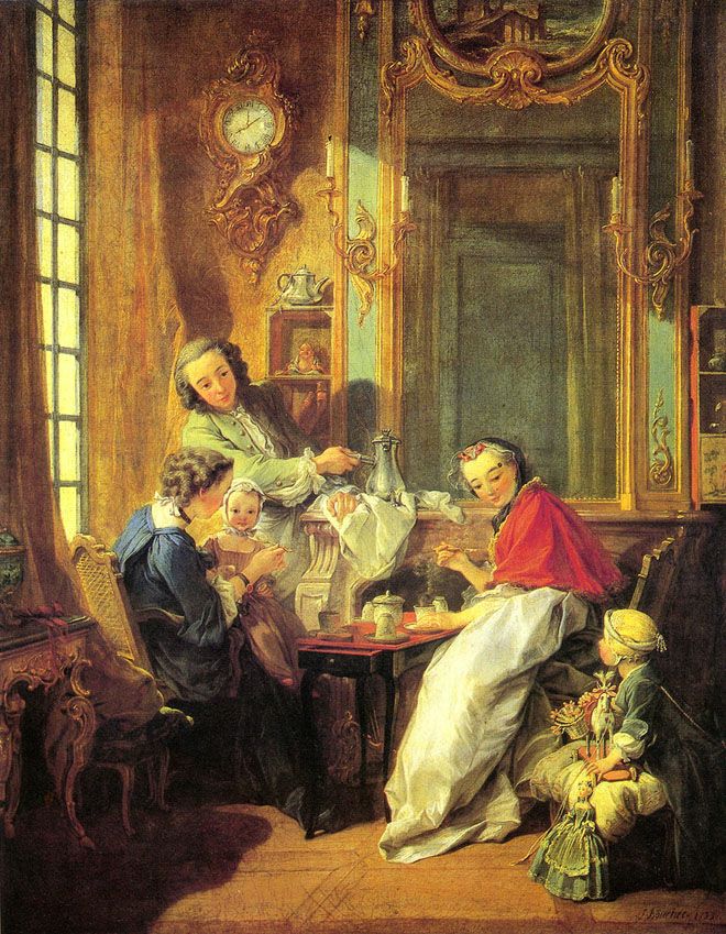 弗朗索瓦·布歇（Francois Boucher，1703—1770），法国画家、版画家和设计师，是一位将洛可可风格发挥到极致的画家。俄国普列汉诺夫说：“优雅的性感就是他的缪斯，它渗透了布歇的一切作品。”法国绘画史对他的评价是：“人们对布歇的作品不屑一顾，这可能是因为在他之前有华托，在他之后有弗拉戈纳尔；并且显然他没有前者的深刻，又没有后者的才智和强烈的欢乐气息。可是，他是这条链子上承上启下的、必不可少的一环。他作为色彩家和表现光的画家，位于最伟大的大师之列”。