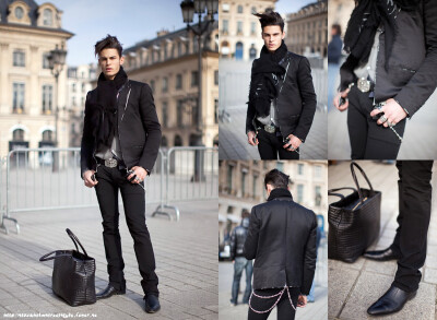 源自：StockholmStreetstyle网站-模特：Baptiste Giabiconi，拍摄地点：巴黎，拍摄时间：2010年03月09日，时装发布会后。