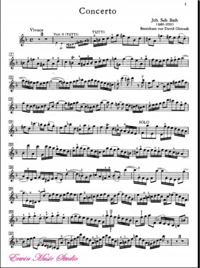 Violin I Johann Sebastian Bach, Concerto in D Minor 2 Violins BWV 1043