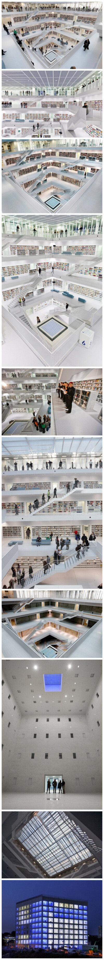 【全世界最美的圖書館--stuttgart-city-library】位于德国西南部的富足的文艺城市斯图加特，这座图书馆显然已跻身世界最美的图书馆之列。