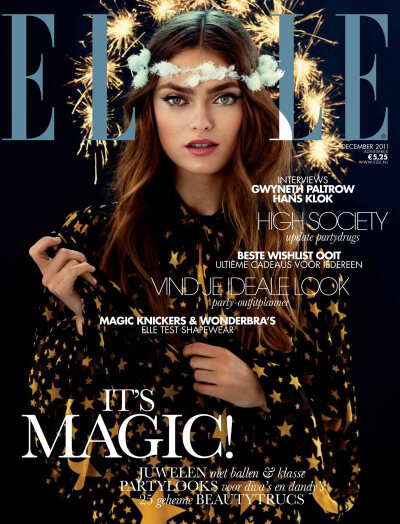 Sophie Vlaming for Elle Netherlands 2011年12月刊封面 (来自Dolce & Gabbana的绚烂五角星)