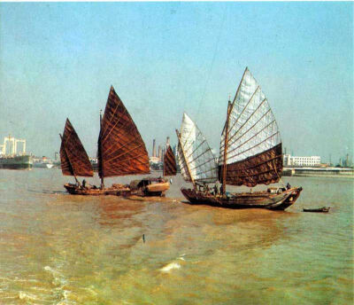 80年代初黄浦江上的帆船
