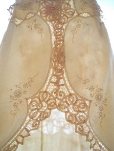 20年代 法国原产 白色镂空 刺绣裙