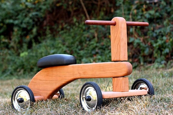 Beautiful wood trike, sanded to a silky smoothness, oiled and waxed with 100% non-toxic products, these toys are great for 1-3 year olds, and will last for generations. While this one is Cherry, frames are also available in Walnut or Maple. These trikes have been well received by Willie and