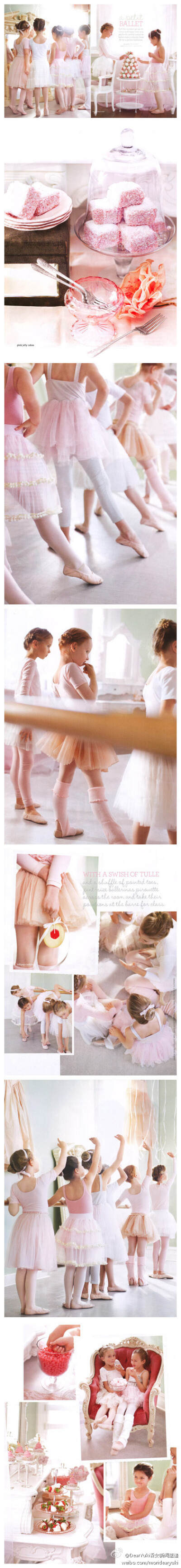 onna为杂志拍摄的一组小天鹅舞者的生日聚会，轻盈的芭蕾鞋，稚气的舞姿，粉色的蛋糕和快乐的笑声，你是否也想加入这场洒满阳光的午后温馨聚会呢？