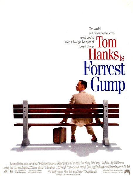 《阿甘正传》 Forrest Gump 阿甘（汤姆·汉克斯 饰）于二战结束后不久出生在美国南方阿拉巴马州一个闭塞的小镇，他先天弱智，智商只有75，然而他的妈妈是一个性格坚强的女性，她常常鼓励阿甘“傻人有傻福”，要他自强不息。