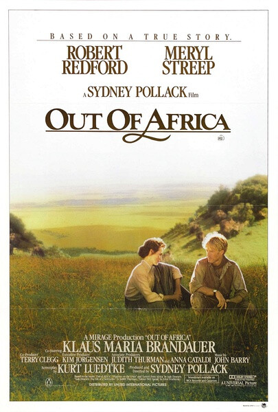 《走出非洲》 Out of Africa (1985)凯伦（梅丽尔·斯特里普 Meryl Streep 饰）是一个爱慕虚荣的富家女，为了得到一个男爵夫人的称号她离开故土丹麦远嫁东非肯尼亚，然而男爵夫人的称号并没有给凯伦带来美满的婚姻生活。幸运的是在那片广袤的土地上，凯伦可以经常外出打猎、探险，她渐渐的爱上了这片神奇的土地。在一次打猎遇险时，凯伦邂逅了年青的英国贵族邓尼斯（罗伯特·雷德福 Robert Redford 饰）。在遭遇婚姻的破裂和丈夫出走之后，凯伦独立承担起经营庄园的任务，在劳动的过程中，凯伦渐渐的与种植园里的仆人们产生了深厚友谊，而她与邓尼斯的关系似乎也有了进展。然尔命运之神并