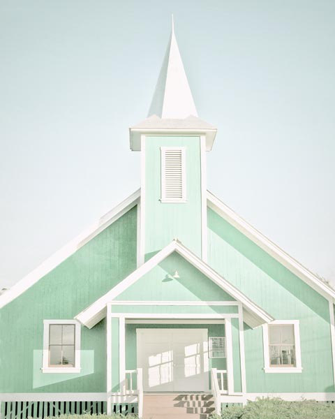 BOGO Sale-Painted Ladies Art Photo Old Mint Green Church 8x10 Photograph Architecture Big Island Hawaii