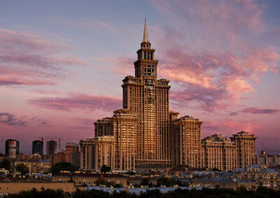 Triumph at sunset | evening, Moscow, panorama