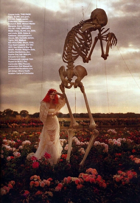 英国时尚摄影师蒂姆·沃克（ Tim Walker ）拍摄的一组作品。模特身着 Chanel和Alexander McQueen 的衣服，造型带有一股阴郁的哥特风格。是否感觉很“剪刀手爱德华”？确实，导演蒂姆·伯顿（Tim Burton）参与了这组片子，不但打造了模特的剪刀手造型，本人也上镜参与了拍摄。