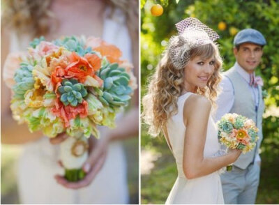 爱好多肉的新娘们有专用的手捧花了哦。