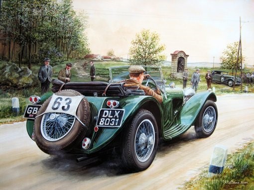 Vaclav Zapadlik的古董车画。