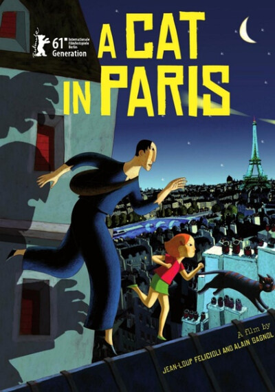 【猫在巴黎】最佳动画长片17强，色彩很好看，在3D时代，我也适当地怀念起这种法式二维温暖动画。