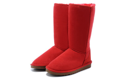 中国红色高筒靴 牛皮毛牛筋底靴雪地靴