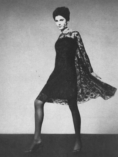 HelgaModel Benedetta Barzini is wearing a creation by Helga and Stanley Philipson Shoes.Benedetta is photographed by Richard Avedon.Vogue,August 1966.