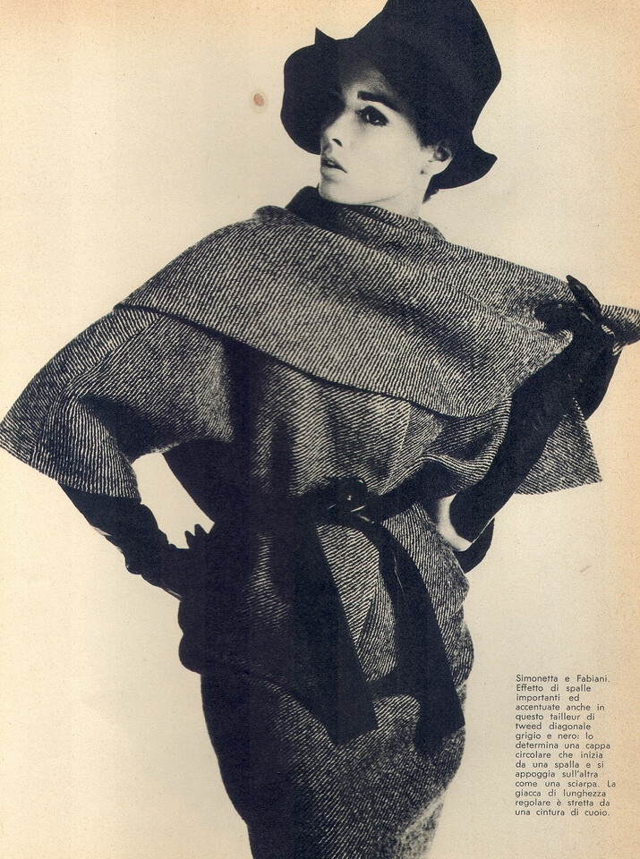 SimonettaModel Sondra Peterson is wearing a creation by Simonetta.Italian Vogue,September 1962.