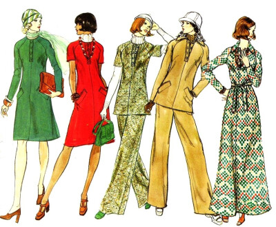 Bill BlassIllustration of models created by Bill Blass.Vogue Designer Patterns,1975.