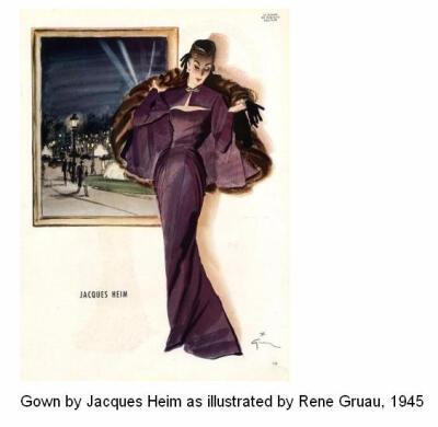 Gown by Jacques Heim as illustrated by Rene Gruau, 1945