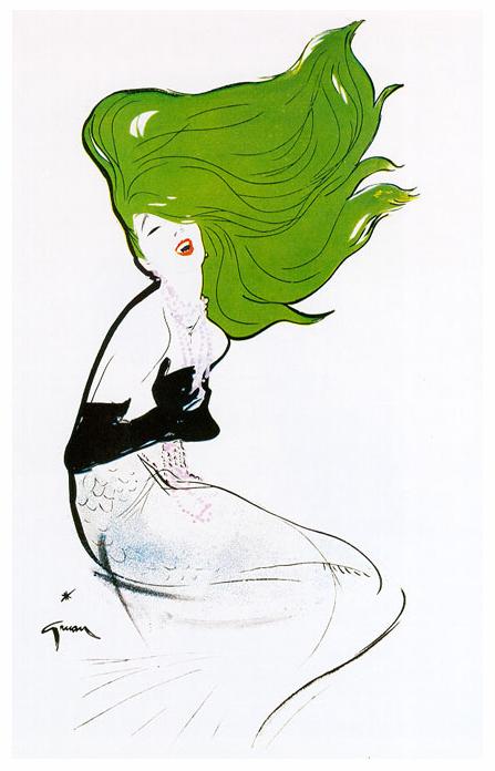 Rene Gruau, 1948 - this was used for Balmain's Vent Vert perfume advertisement.