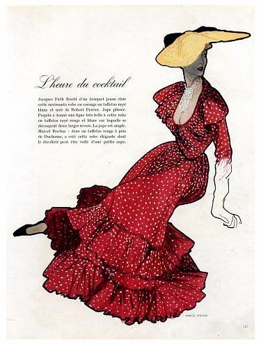 Marcel Rochas 1948 Evening Dress, illustrated by Rene Gruau