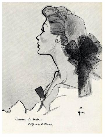 Guillaume coiffure illustrated by Rene Gruau, 1952