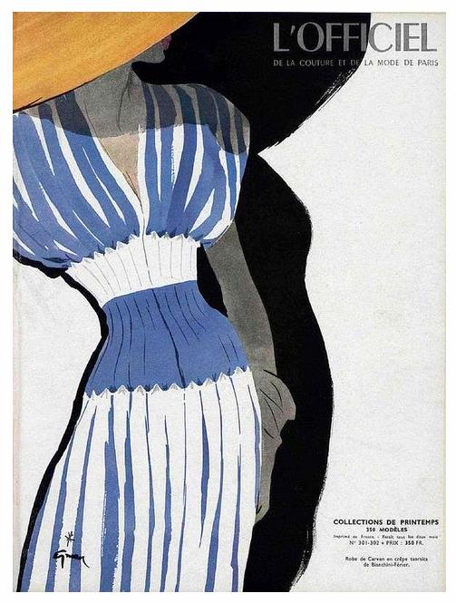 Dress by Carven, illustrated by Rene Gruau, March 1947