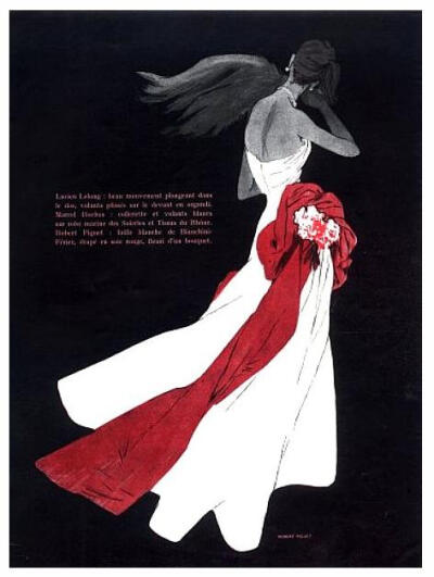 Gown by Robert Piquet illustrated by Rene Gruau, 1948