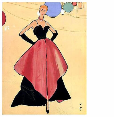 Christian Dior gown illustrated by Rene Gruau, 1948