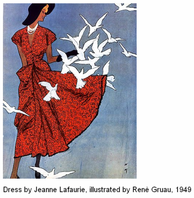 Dress by Jeanne Lafaurie, illustrated by Renè Gruau, 1949